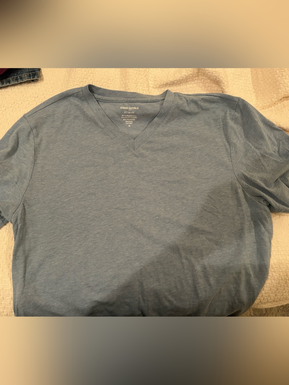 Banana Republic Men's V-Neck Short Sleeve Shirt - Slate Blue